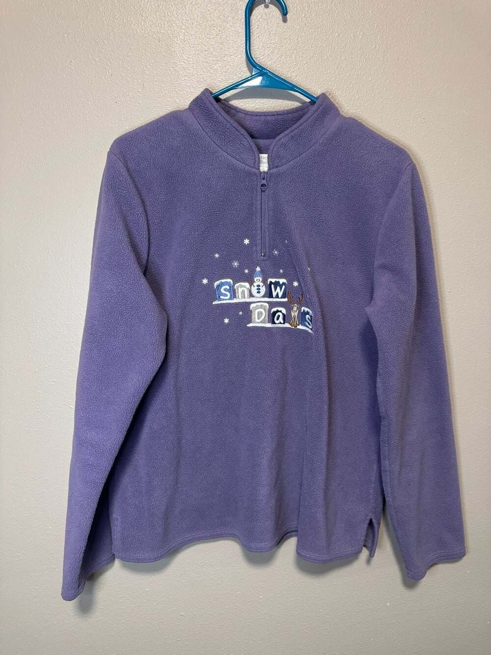 Christopher & Banks Snow Days Embroidered Purple Fleece XL